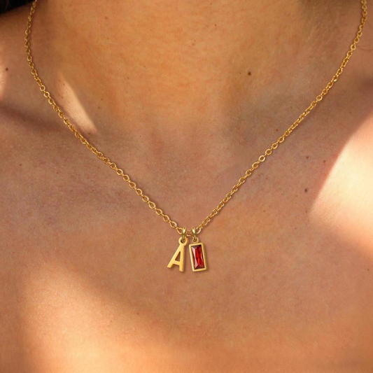 Initial Birthstone Necklace