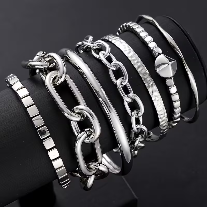 7pc Chunky Stackable Bracelet Set