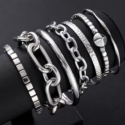 7pc Chunky Stackable Bracelet Set