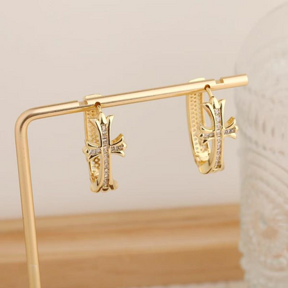 Cross Hoop Earrings