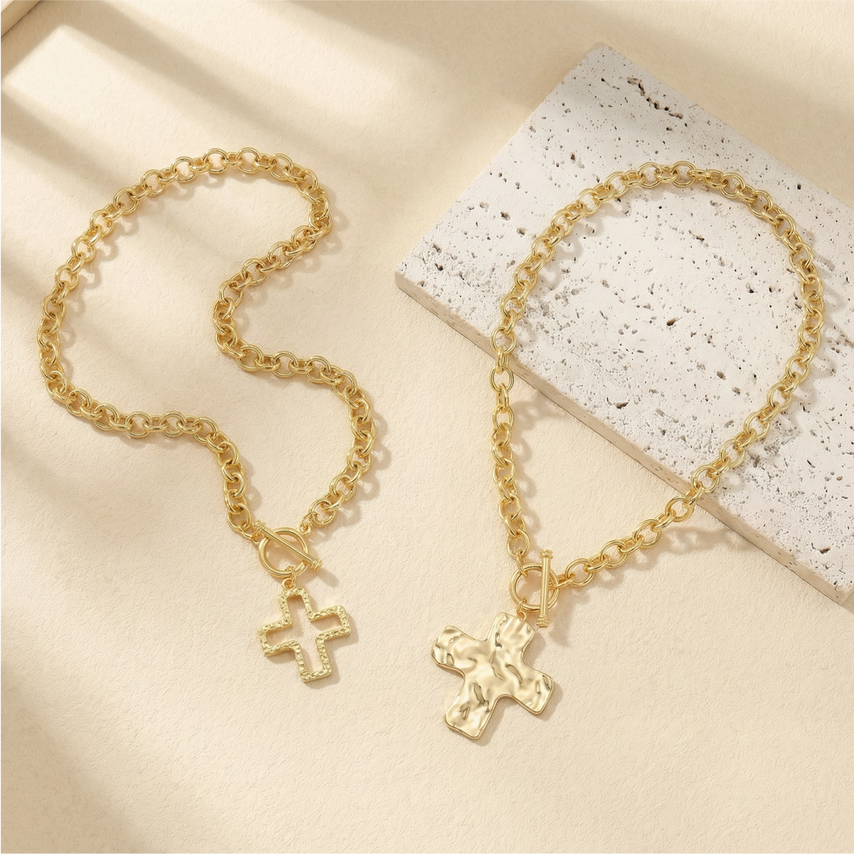 2pc Cross Toggle Necklace Set