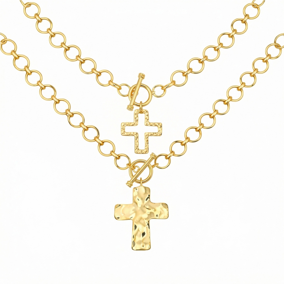 2pc Cross Toggle Necklace Set