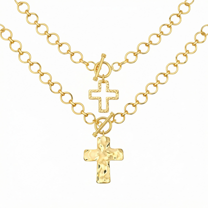 2pc Cross Toggle Necklace Set