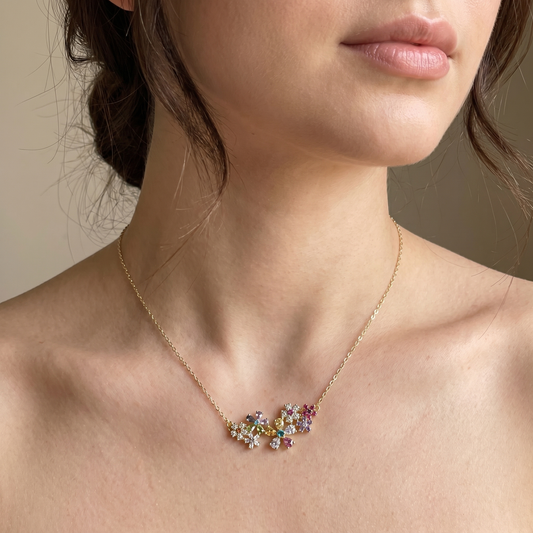 Colorful Crystal Flower Necklace