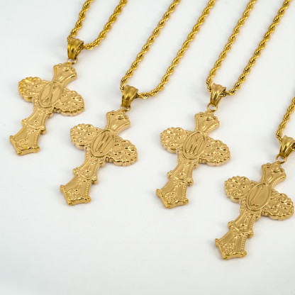 Vintage Cross Initial Necklace