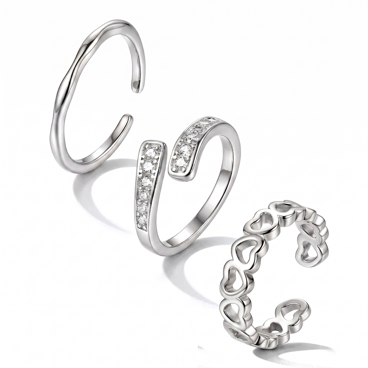 3pc Summer Toe Ring Set