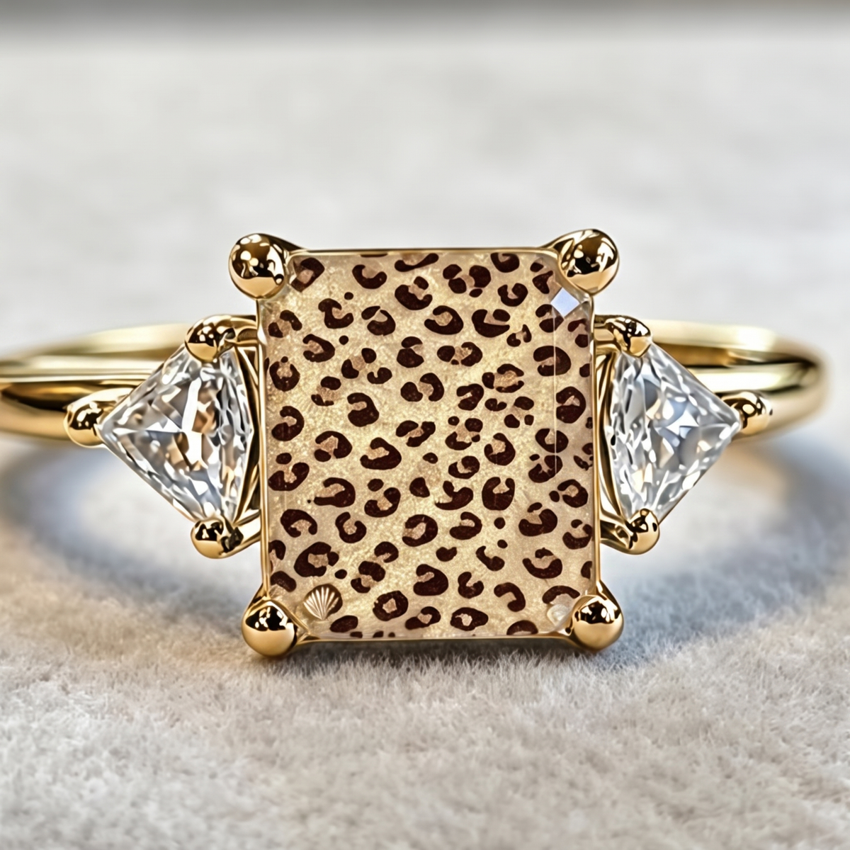Leopard Triangular Stone Ring
