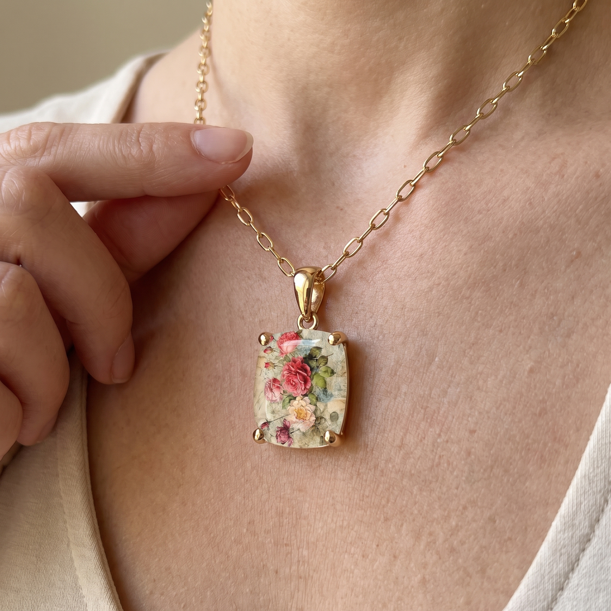 Rose Square Necklace