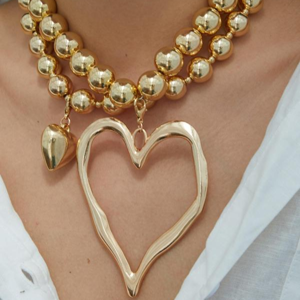 2pc Heart Beaded Necklace Set