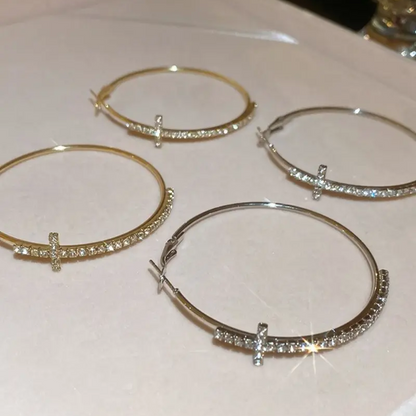 Dainty Cross Hoop Earrings