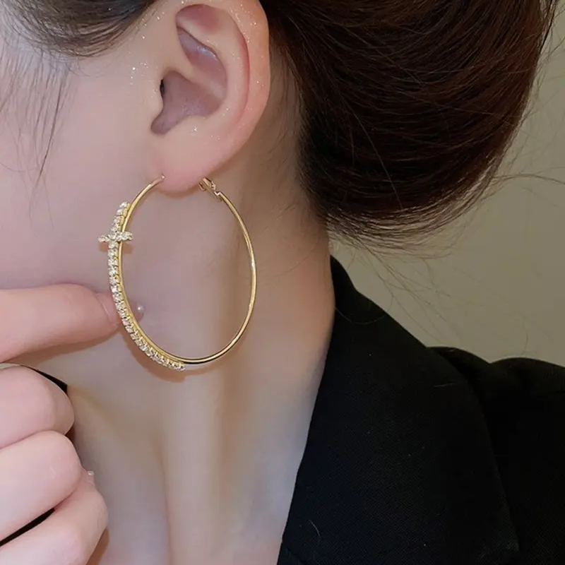Dainty Cross Hoop Earrings