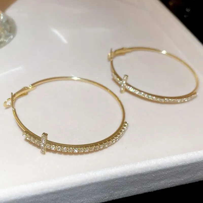 Dainty Cross Hoop Earrings