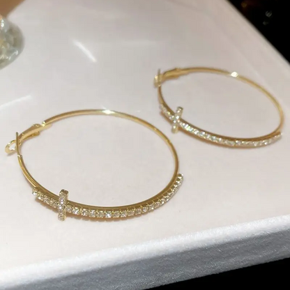 Dainty Cross Hoop Earrings