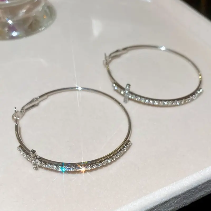 Dainty Cross Hoop Earrings