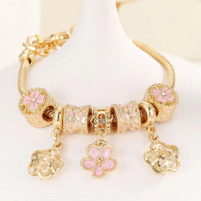 Floral Rhinestone Bracelet