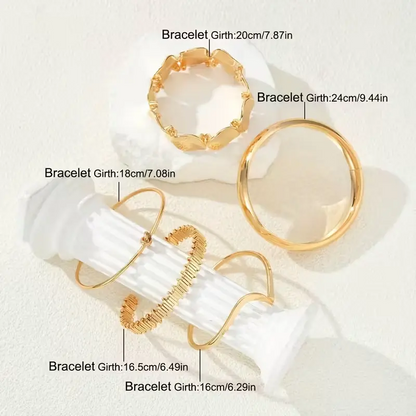 5pc Vintage Geometric Bracelet Set
