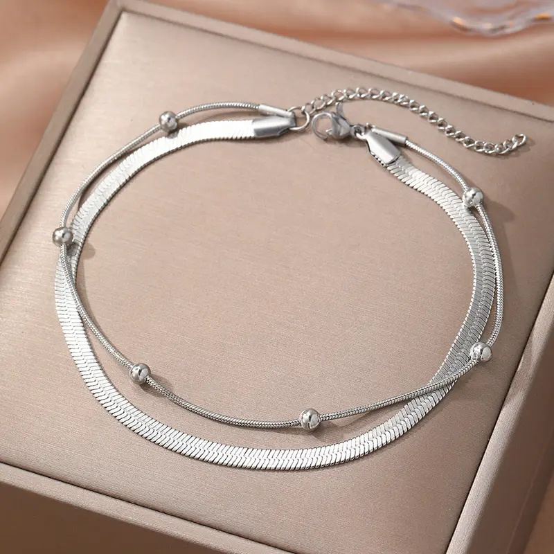 2pc Snake Bone Pattern Anklet Set