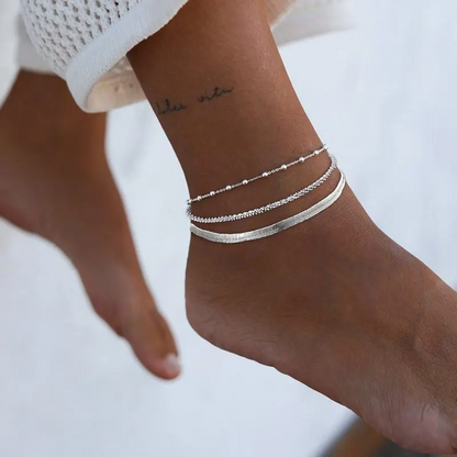 3pc Dainty Layered Anklet Set