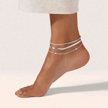 3pc Dainty Layered Anklet Set
