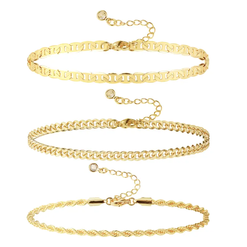 3pc Layered Ankle Bracelets