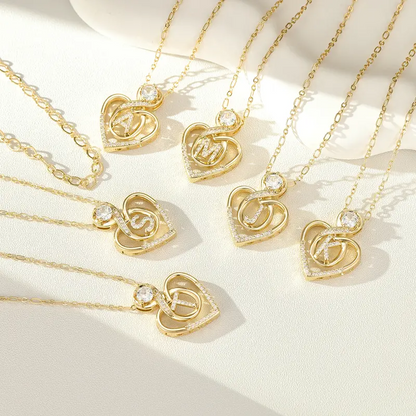 2pc 14k Initial Infinity Heart Necklace Set