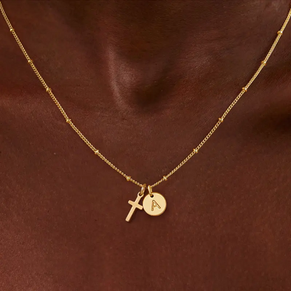 Dainty Initial Cross Necklace