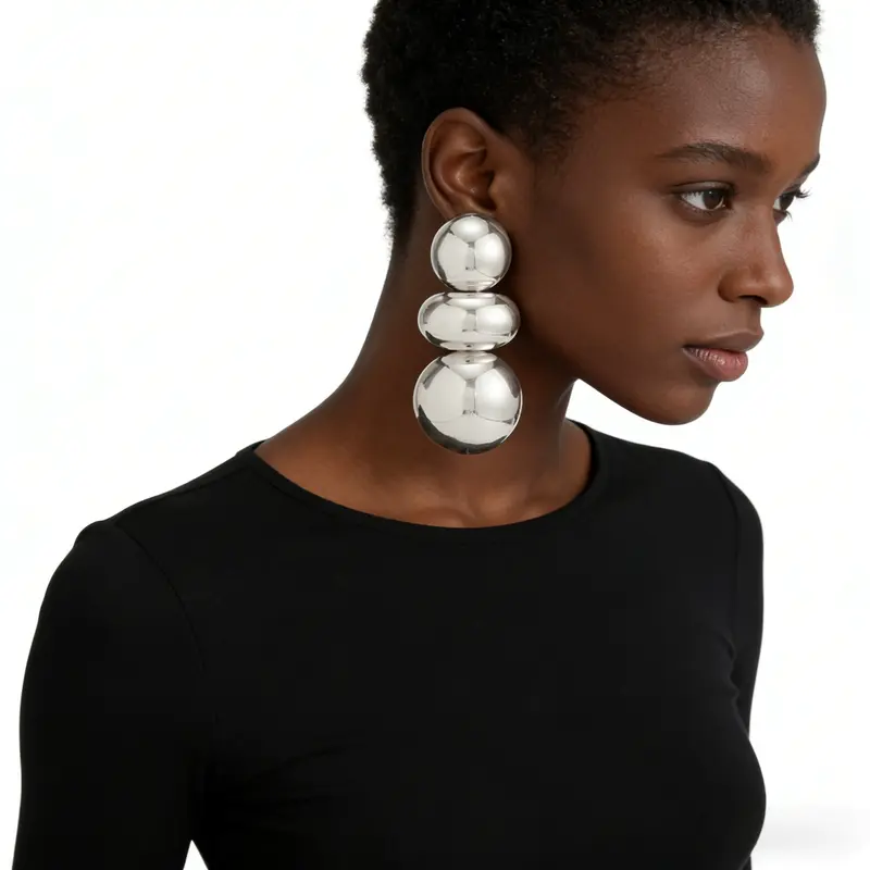 Exaggerated Geometric Ball Earrings