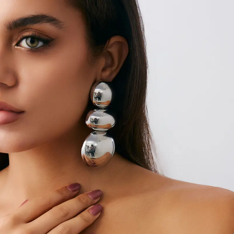 Exaggerated Geometric Ball Earrings