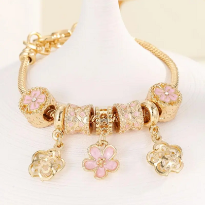 Exquisite Floral Rhinestone Bracelet