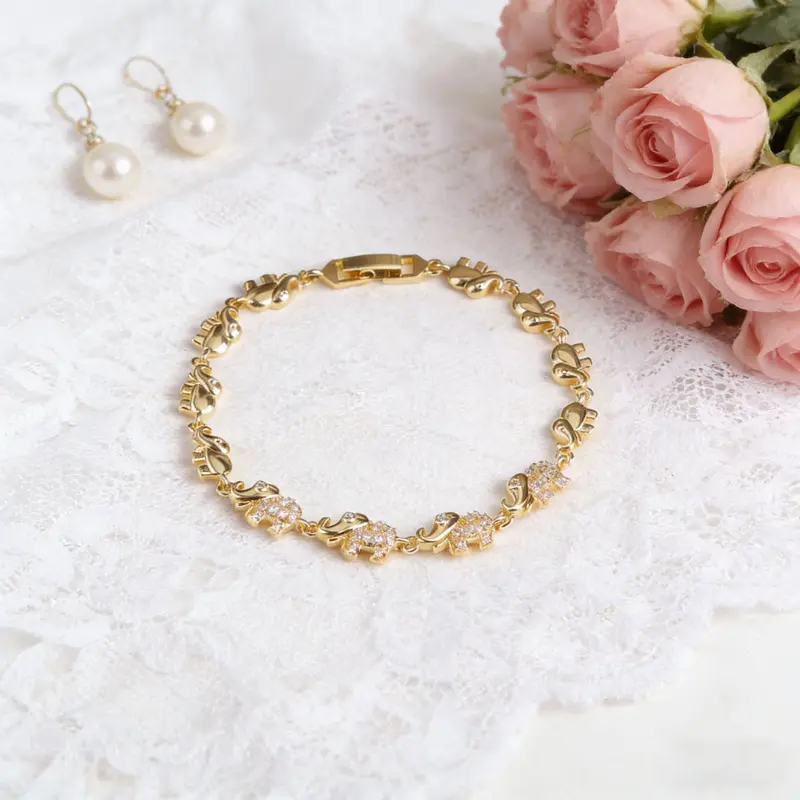 Cubic Zirconia Elephant Bracelet