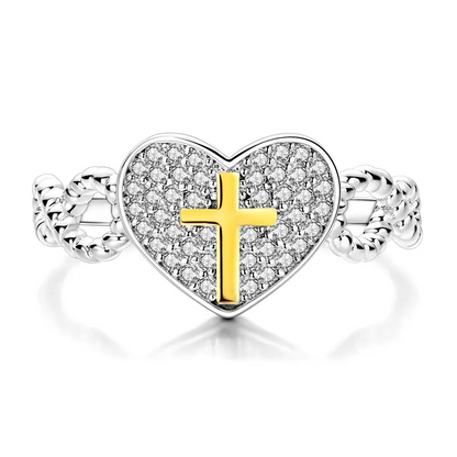 Heart Shaped Cross Ring