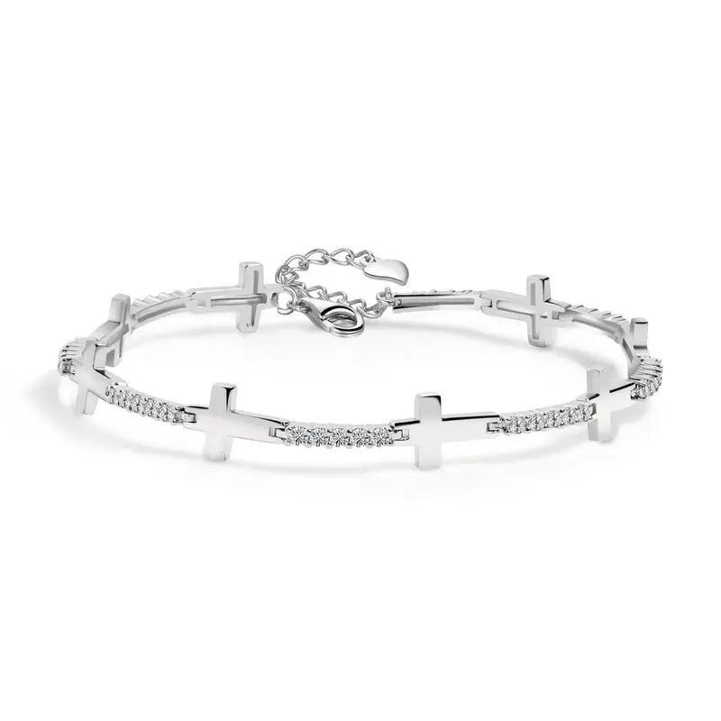 Moissanite Cross Bracelet