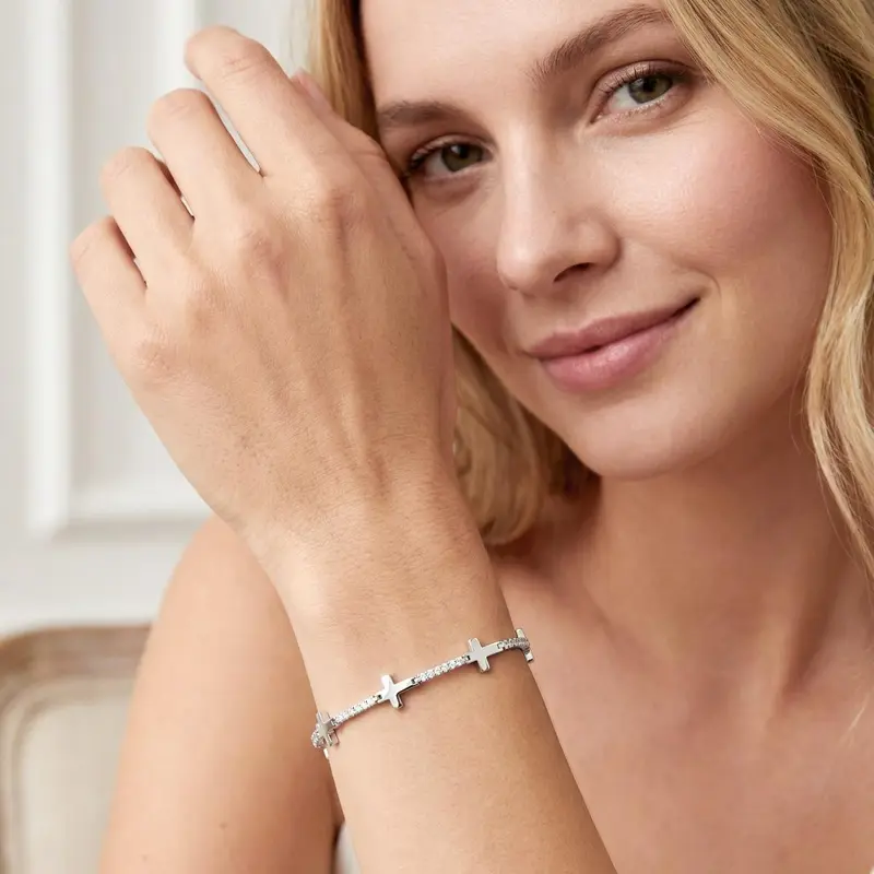 Moissanite Cross Bracelet