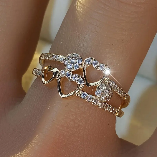 Rhinestone Heart Ring