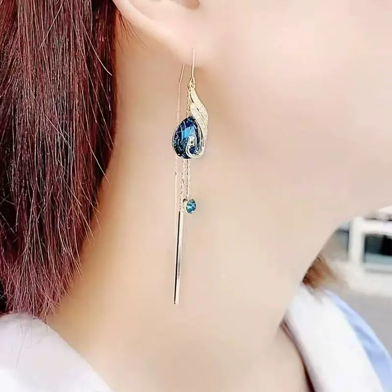 Blue Crystal Phoenix Earrings