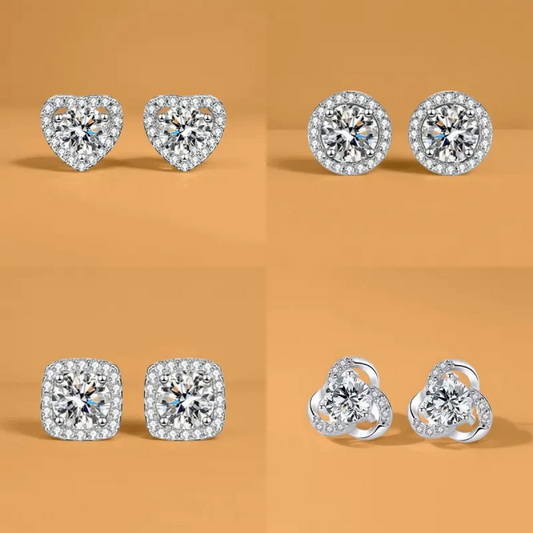 4 Pair 8pc Sparkly Zirconia Earrings Set