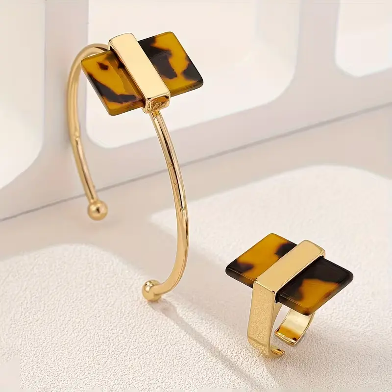 Leopard Print Bracelet & Ring Set