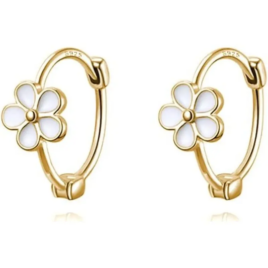 Daisy Flower Hoop Earrings