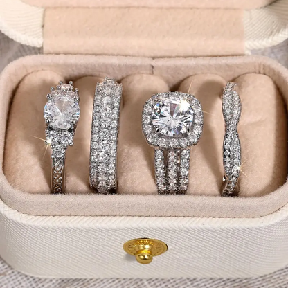 4pc Rhinestone Ring Set