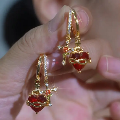 Heart Cross Earrings
