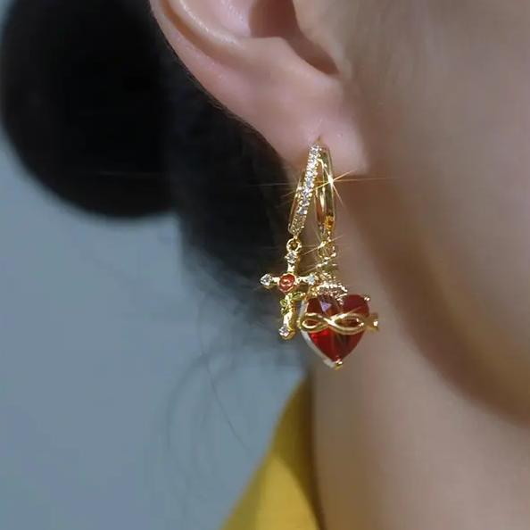 Heart Cross Earrings