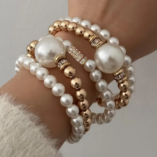 Chunky Pearl Beaded Bracelet Set