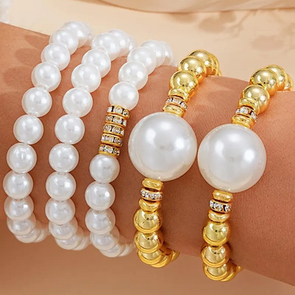 Chunky Pearl Beaded Bracelet Set