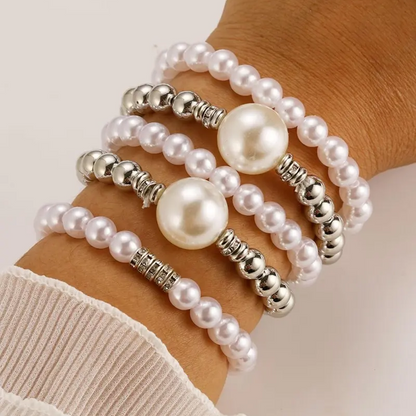 Chunky Pearl Beaded Bracelet Set