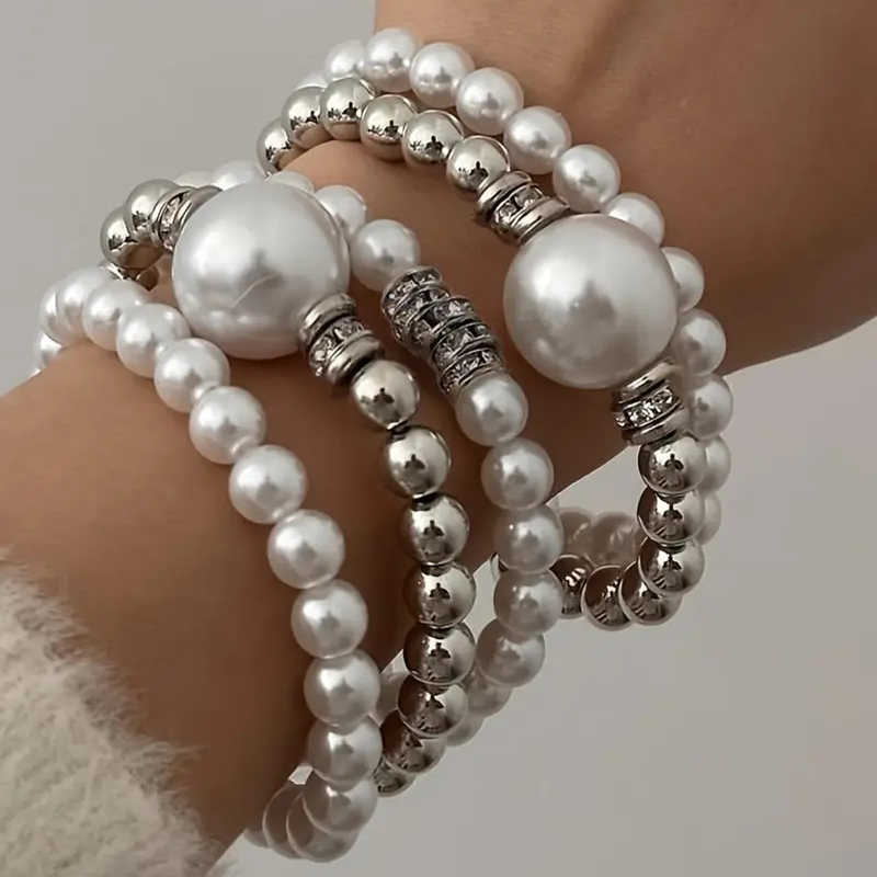 Chunky Pearl Beaded Bracelet Set