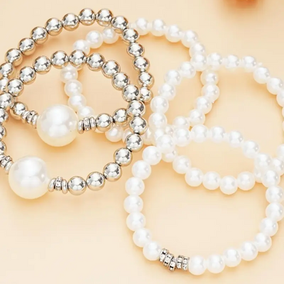 Chunky Pearl Beaded Bracelet Set