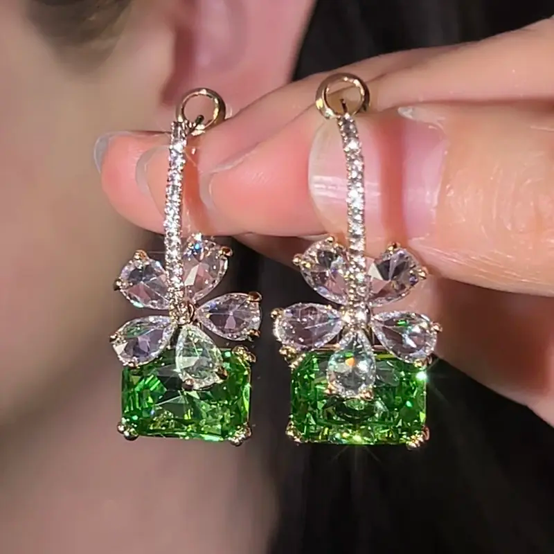 Exquisite Green Floral Earrings
