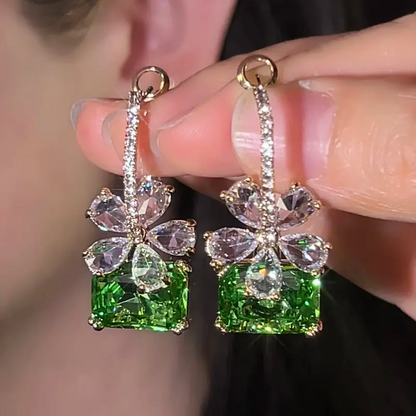 Exquisite Green Floral Earrings