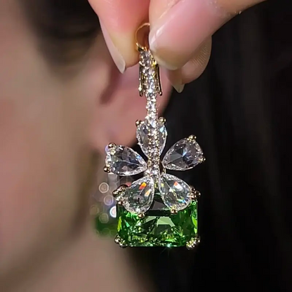 Exquisite Green Floral Earrings