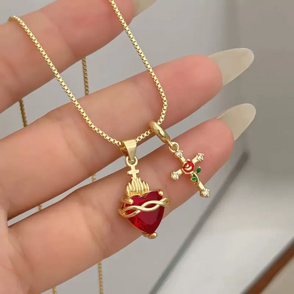 Heart Cross Necklace